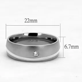 High polished (no plating) Stainless Steel Ring with AAA Grade CZ in Clear for Women Style TK2932