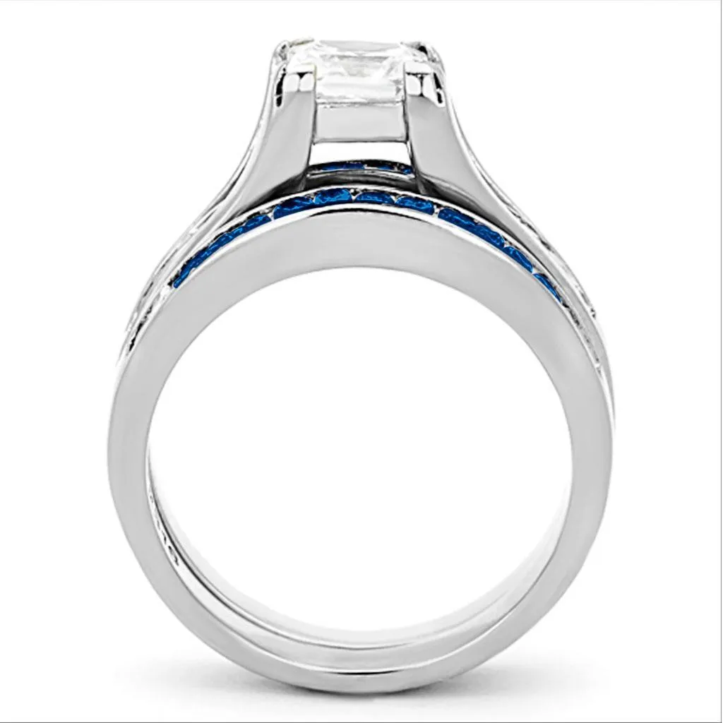 High polished (no plating) Stainless Steel Ring with AAA Grade CZ in Multi Color for Women Style LOA1363