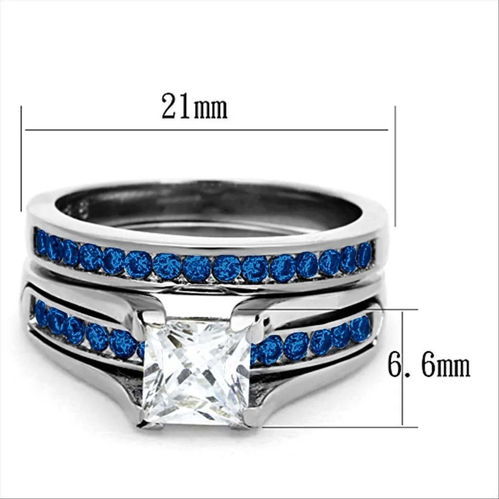 High polished (no plating) Stainless Steel Ring with AAA Grade CZ in Multi Color for Women Style LOA1363