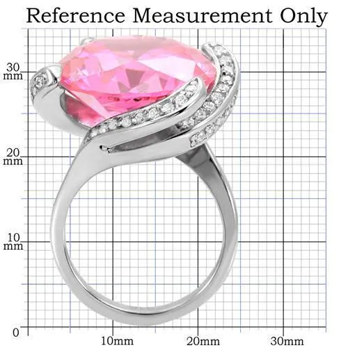 High polished (no plating) Stainless Steel Ring with AAA Grade CZ in Rose for Women Style TK117