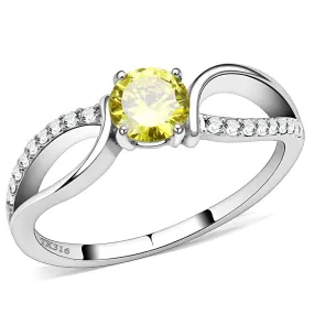 High polished (no plating) Stainless Steel Ring with AAA Grade CZ in Topaz for Women Style DA005