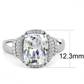 High polished (no plating) Stainless Steel Ring with Cubic in Clear for Women Style DA024