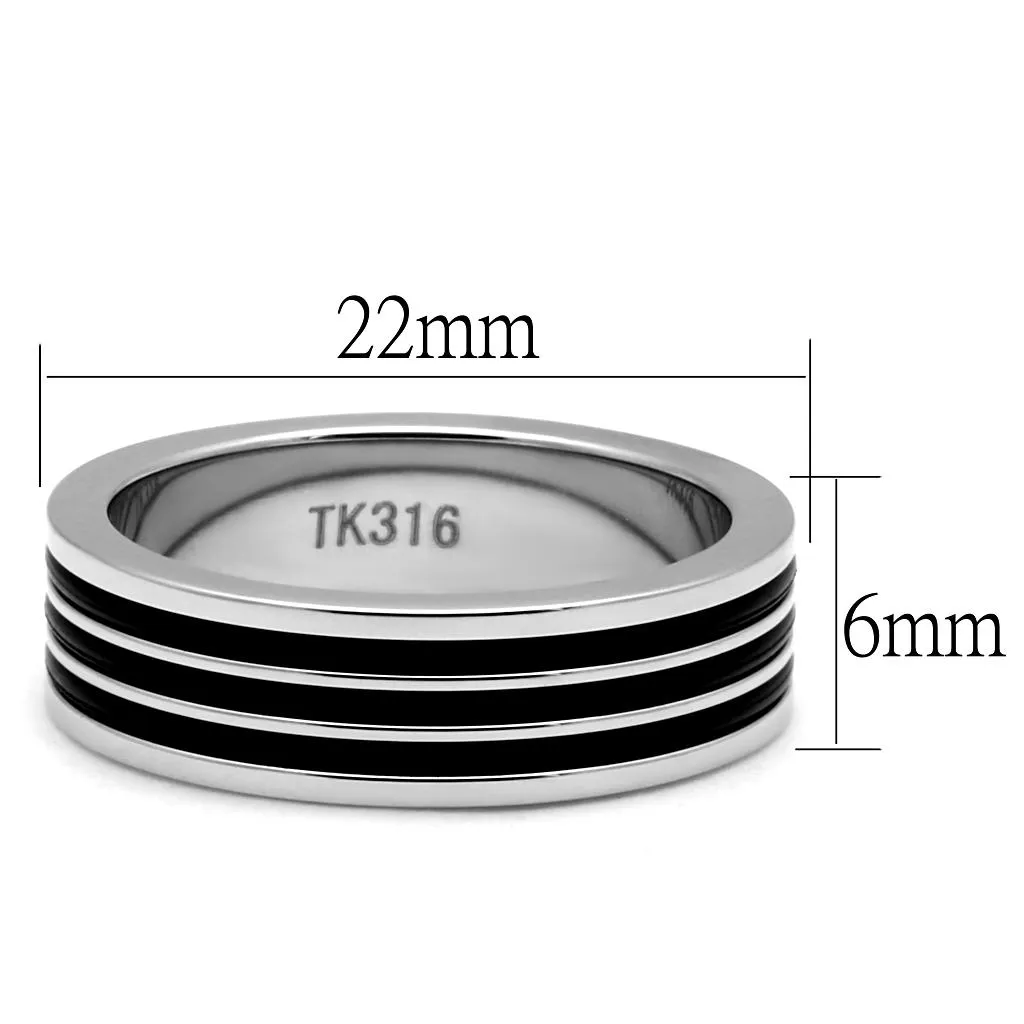 High polished (no plating) Stainless Steel Ring with Epoxy in Jet for Women Style TK2925