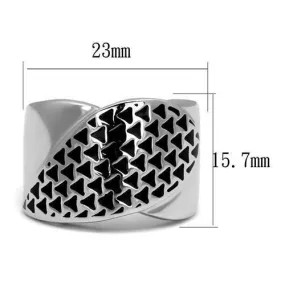 High polished (no plating) Stainless Steel Ring with Epoxy in Jet for Women Style TK3010