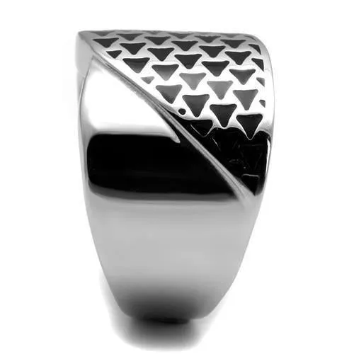 High polished (no plating) Stainless Steel Ring with Epoxy in Jet for Women Style TK3010