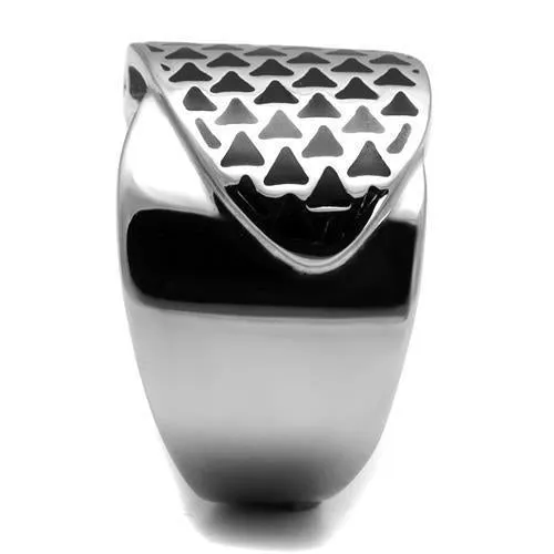 High polished (no plating) Stainless Steel Ring with Epoxy in Jet for Women Style TK3010