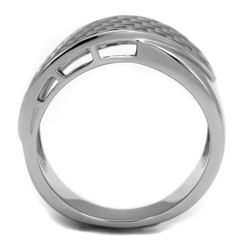 High polished (no plating) Stainless Steel Ring with Epoxy in Jet for Women Style TK3010