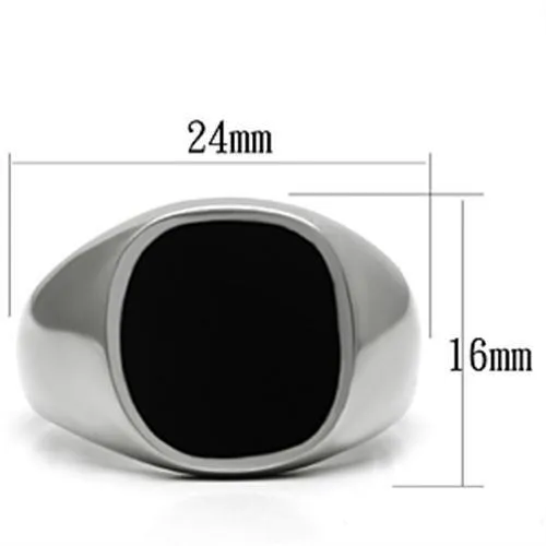 High polished (no plating) Stainless Steel Ring with Epoxy in Jet for Women Style TK595