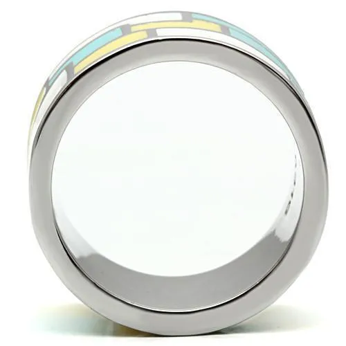 High polished (no plating) Stainless Steel Ring with Epoxy in Multi Color for Women Style TK514