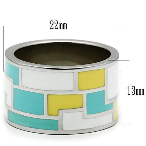 High polished (no plating) Stainless Steel Ring with Epoxy in Multi Color for Women Style TK514