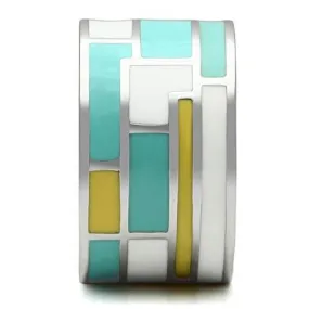 High polished (no plating) Stainless Steel Ring with Epoxy in Multi Color for Women Style TK514