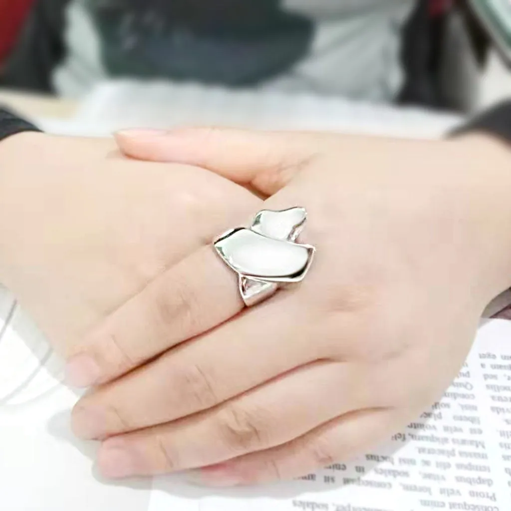 High polished (no plating) Stainless Steel Ring with NoStone in No Stone for Women Style TK3798