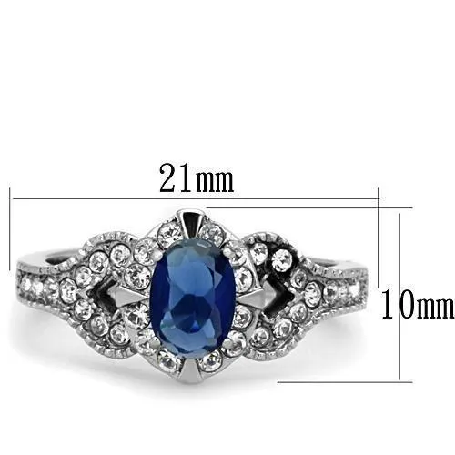 High polished (no plating) Stainless Steel Ring with Synthetic Synthetic Glass in Montana for Women Style TK1765