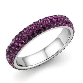 High polished (no plating) Stainless Steel Ring with Top Grade Crystal in Amethyst for Women Style TK3541