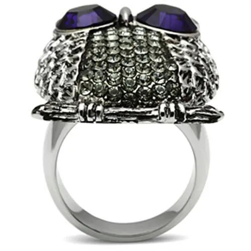 High polished (no plating) Stainless Steel Ring with Top Grade Crystal in Amethyst for Women Style TK399