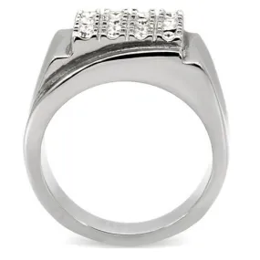 High polished (no plating) Stainless Steel Ring with Top Grade Crystal in Clear for Women Style TK95409