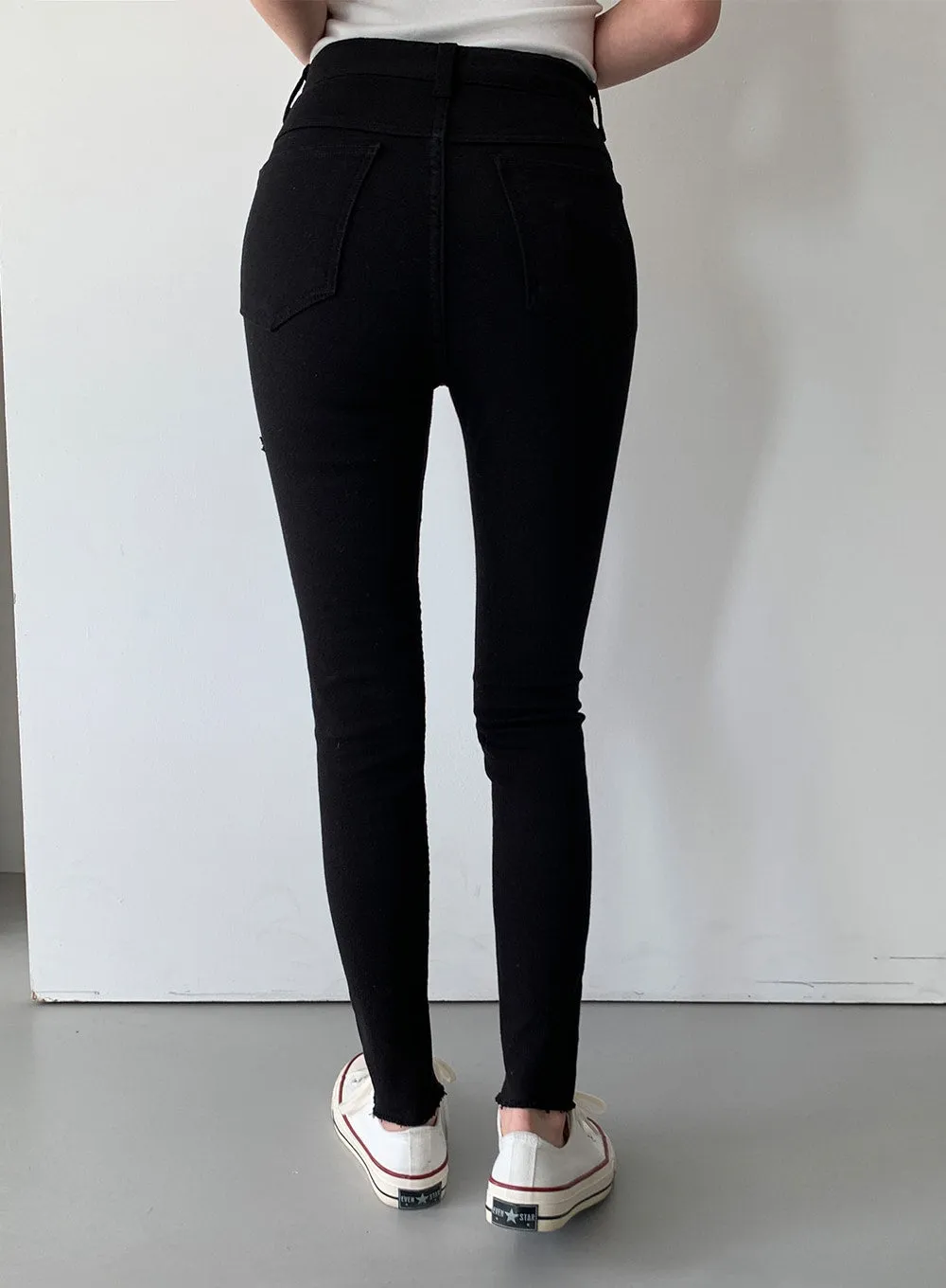 High Waist Cotton Skinny Pants J31