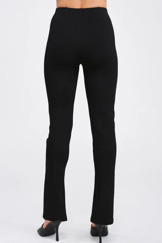 High Waist Pant with Front Slit, Black