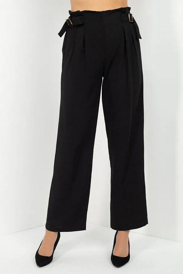 High Waist Paperbag Wide Pants