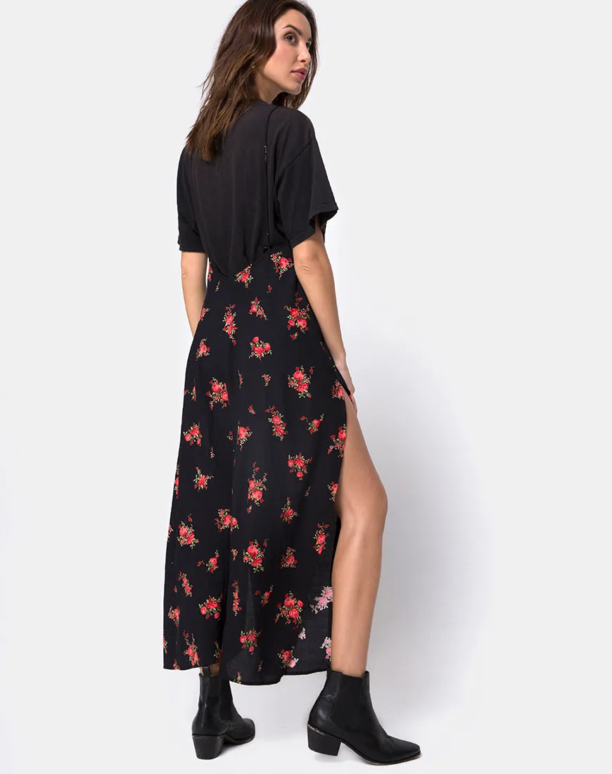 Hime Maxi Dress in Soi Rose Black and Red