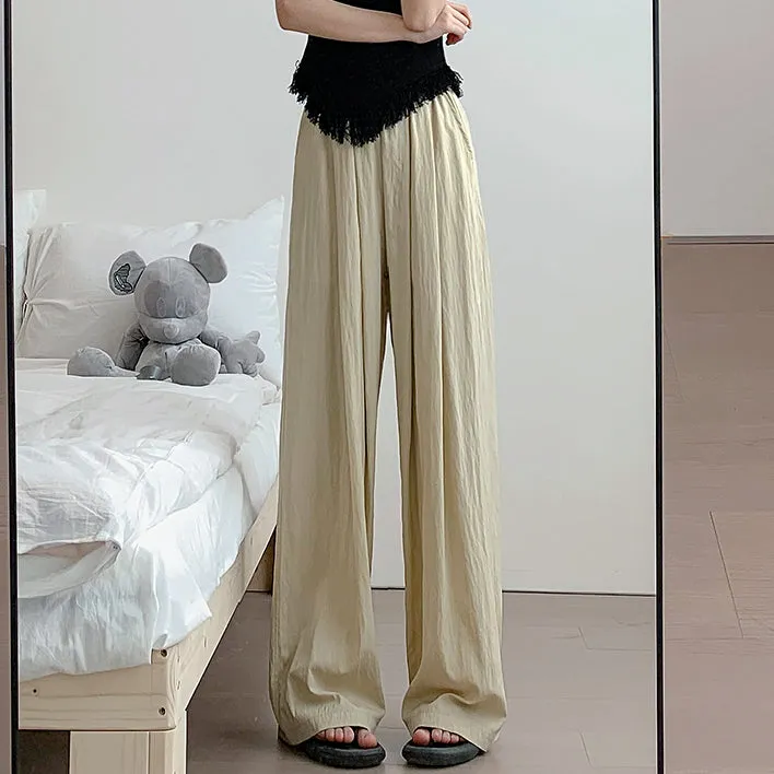 Ice Silk Wide Leg High Waist Cotton Linen Pants