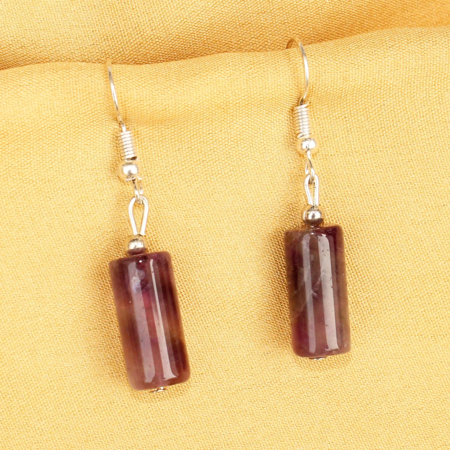 Imeora Amethyst Cylindrical Shape Natural Stone Earrings