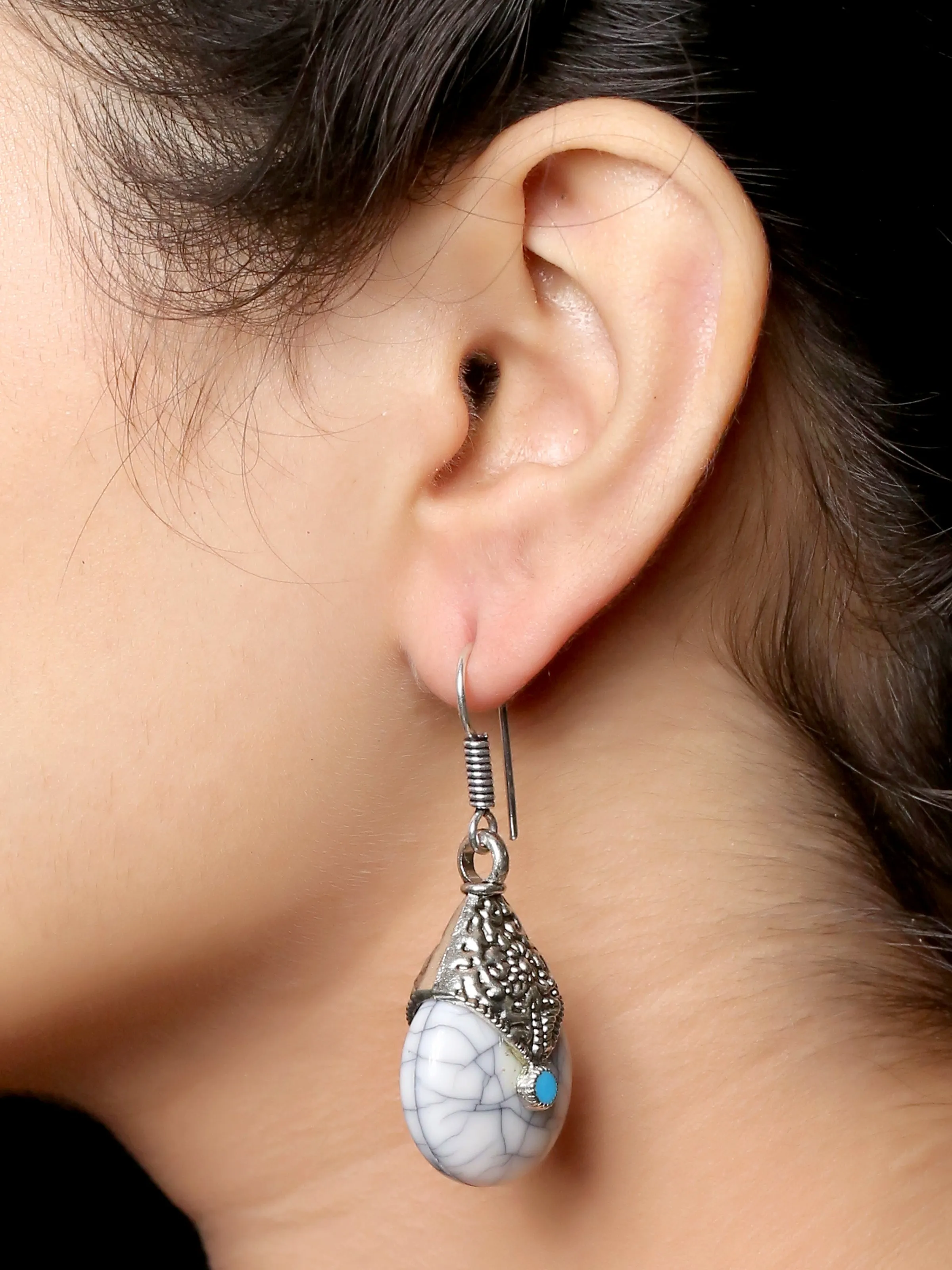 Imeora  White Drop Earrings