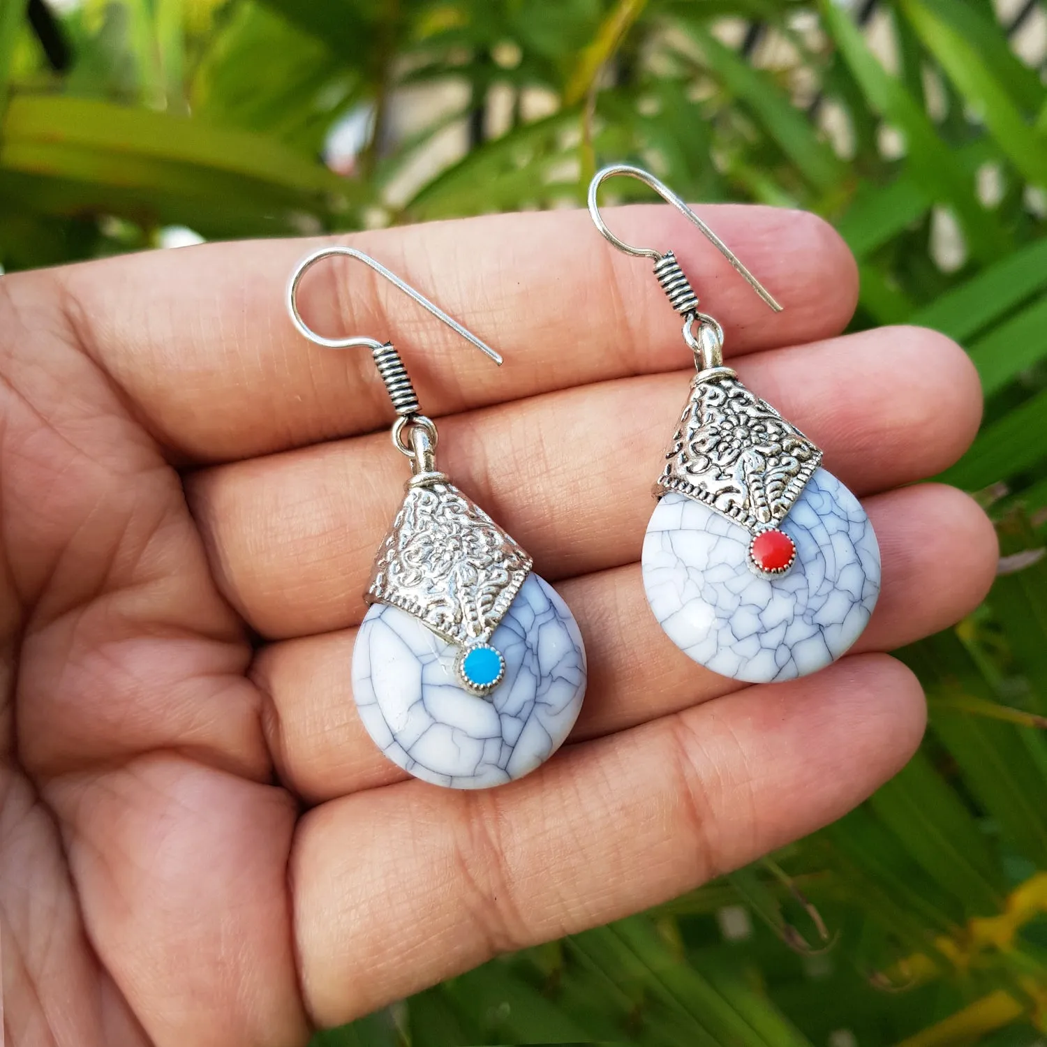 Imeora  White Drop Earrings