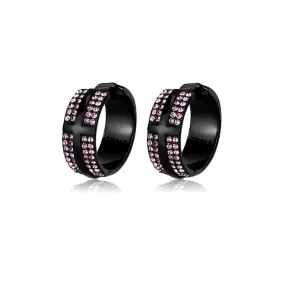 IP Black(Ion Plating) Stainless Steel Earrings with Top Grade Crystal in Light Amethyst for Women Light Amethyst Stone Color Style TK2386