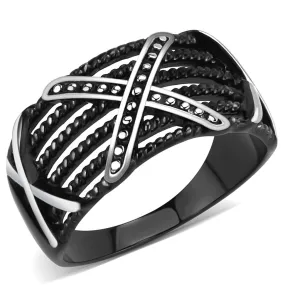 IP Black(Ion Plating) Stainless Steel Ring with No Stone for Women Style TK3468