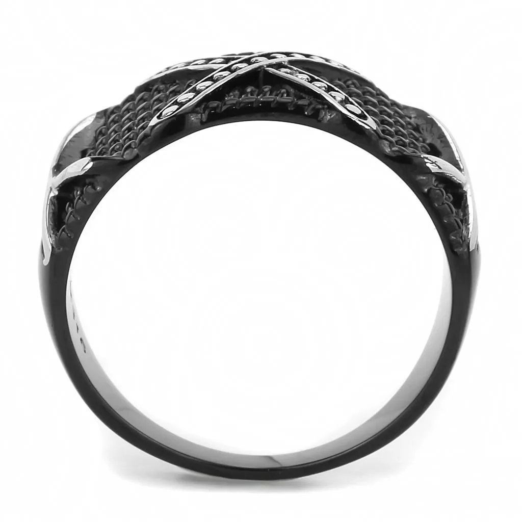 IP Black(Ion Plating) Stainless Steel Ring with No Stone for Women Style TK3468