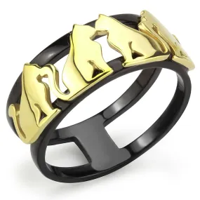 IP Gold  IP Black (Ion Plating) Stainless Steel Ring with No Stone for Women Style TK3609