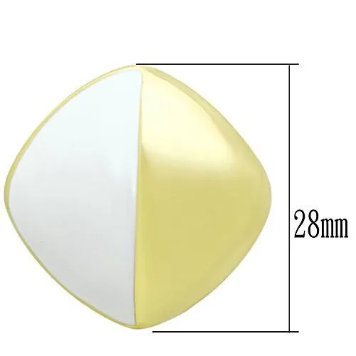 IP Gold(Ion Plating) Brass Earrings with Epoxy in White for Women White Stone Color Style GL340