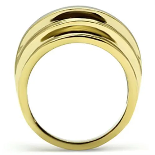 IP Gold(Ion Plating) Brass Ring with No Stone for Women Style GL286