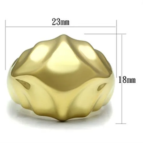 IP Gold(Ion Plating) Brass Ring with No Stone for Women Style GL327