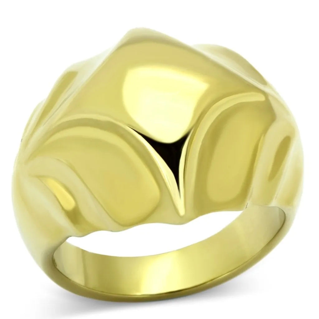 IP Gold(Ion Plating) Stainless Steel Ring with No Stone for Women Style TK1026