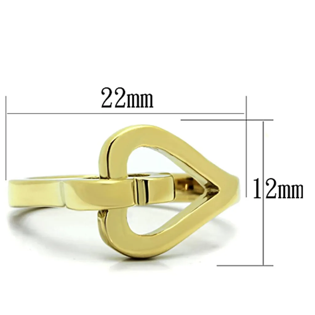 IP Gold(Ion Plating) Stainless Steel Ring with No Stone for Women Style TK1382