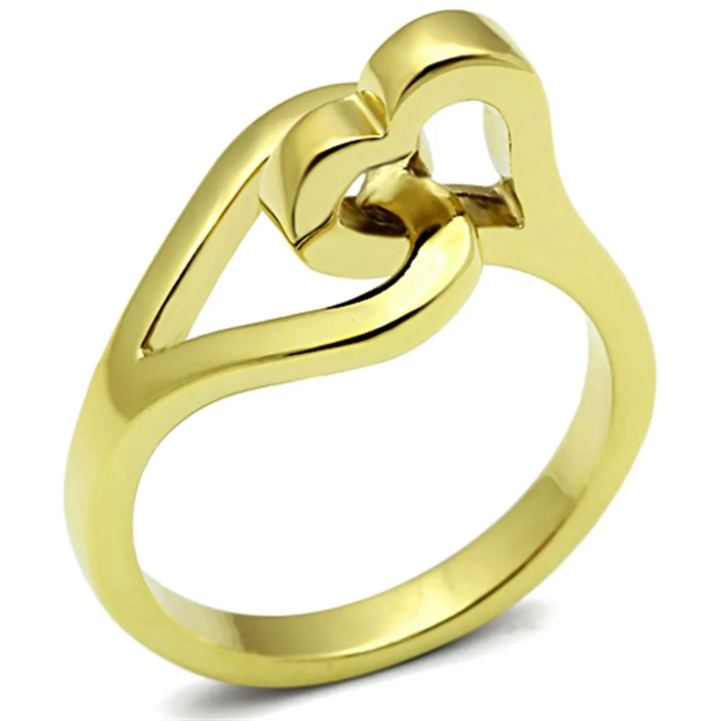 IP Gold(Ion Plating) Stainless Steel Ring with No Stone for Women Style TK1382