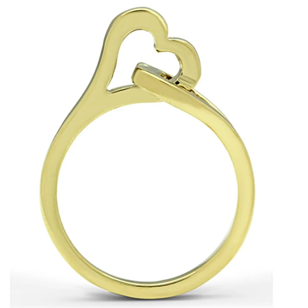 IP Gold(Ion Plating) Stainless Steel Ring with No Stone for Women Style TK1382