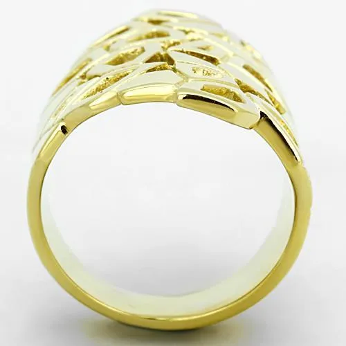 IP Gold(Ion Plating) Stainless Steel Ring with No Stone for Women Style TK1446