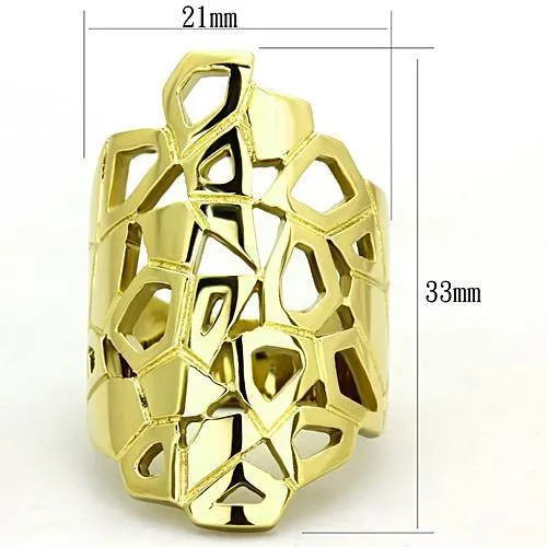 IP Gold(Ion Plating) Stainless Steel Ring with No Stone for Women Style TK1446