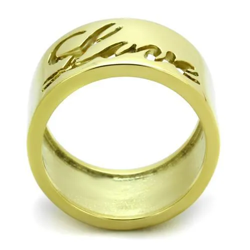 IP Gold(Ion Plating) Stainless Steel Ring with No Stone for Women Style TK1878