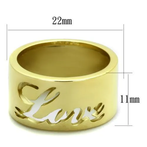 IP Gold(Ion Plating) Stainless Steel Ring with No Stone for Women Style TK1878