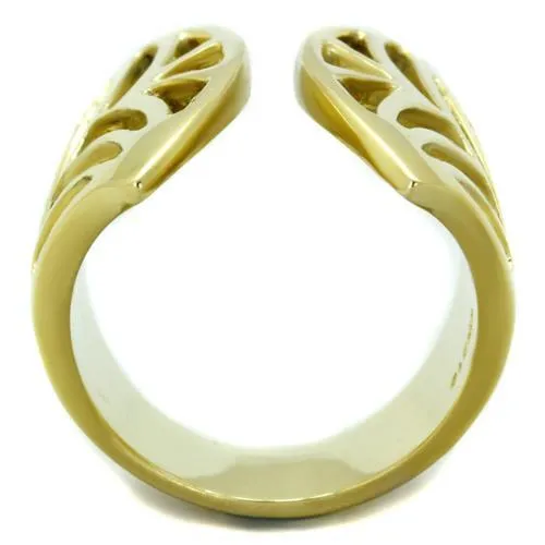 IP Gold(Ion Plating) Stainless Steel Ring with No Stone for Women Style TK1902