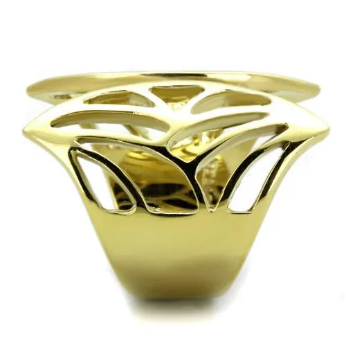 IP Gold(Ion Plating) Stainless Steel Ring with No Stone for Women Style TK1902