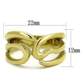 IP Gold(Ion Plating) Stainless Steel Ring with No Stone for Women Style TK2036