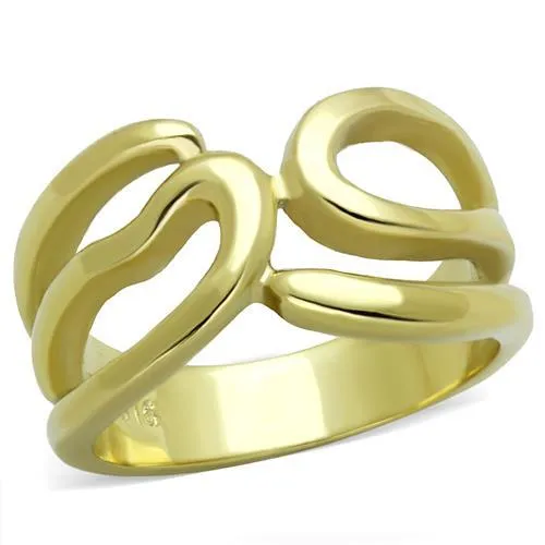 IP Gold(Ion Plating) Stainless Steel Ring with No Stone for Women Style TK2036