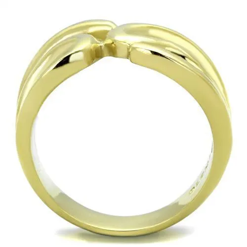 IP Gold(Ion Plating) Stainless Steel Ring with No Stone for Women Style TK2036