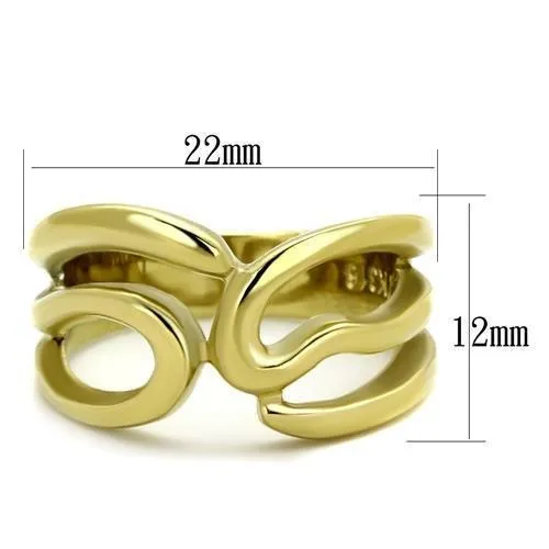 IP Gold(Ion Plating) Stainless Steel Ring with No Stone for Women Style TK2036