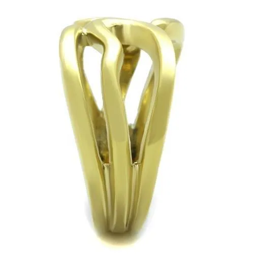 IP Gold(Ion Plating) Stainless Steel Ring with No Stone for Women Style TK2036